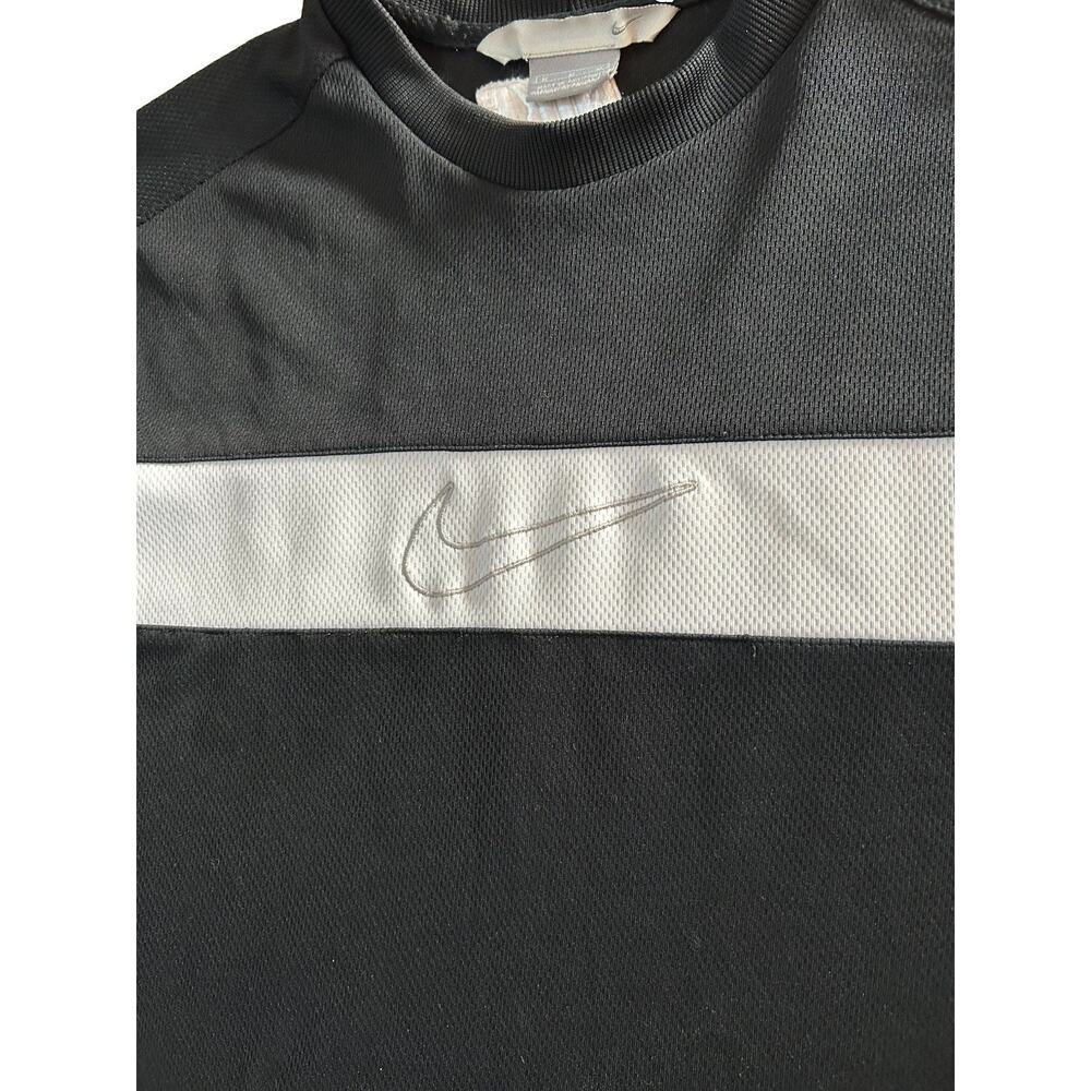 Y2K Nike Athletic Jersey Short Sleeve T-Shirt Black White Swoosh Logo Men’s M - Picture 3 of 7